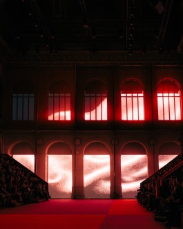 Red runway scenography designed by ATO for the ETAM Live Show 2025