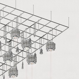 Lighting and suspended ornament study for Mirage Paris