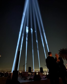 Light installation overlooking Los Angeles at the Oppenheimer Oscar Dinner 2024